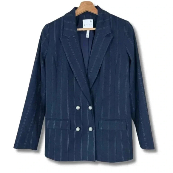 Leith Double Breasted Blazer Jacket Pearl Fall Equestrian Horse Girl Navy Small - Picture 1 of 4